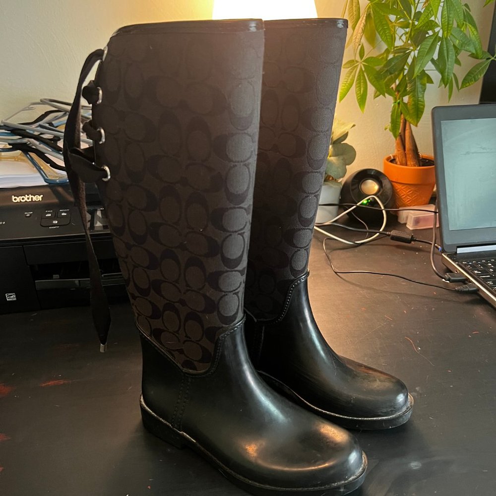 Coach Tristee Tall Rain Boots size 6